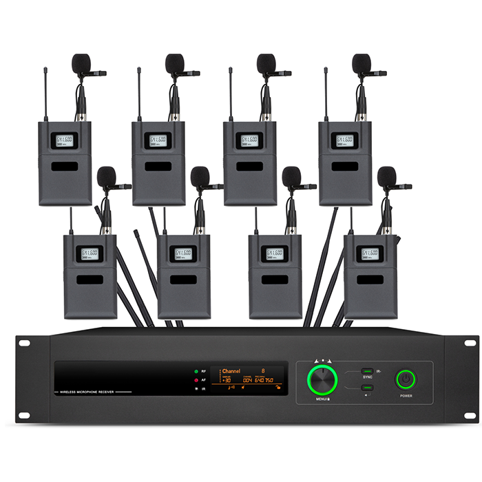 BK-8678  一拖八無線頭戴（領夾）