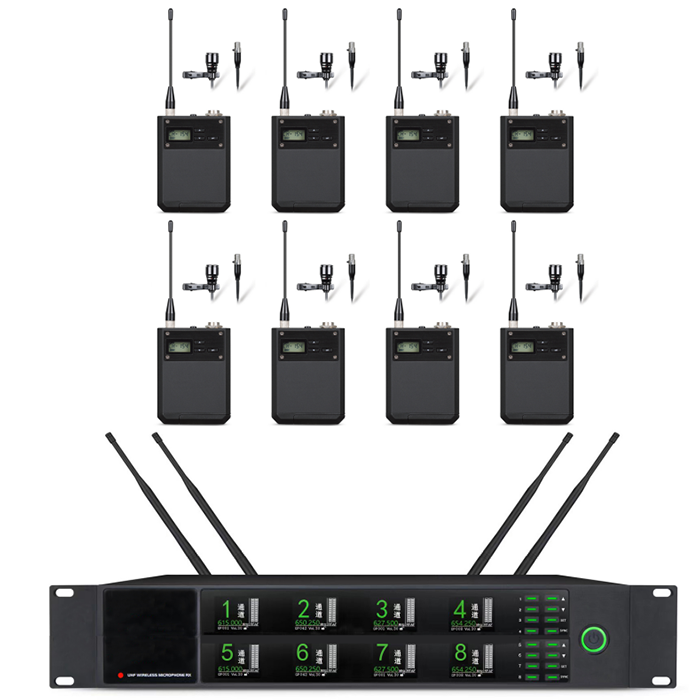 BK-9738  U段一拖八無線頭戴（領夾）