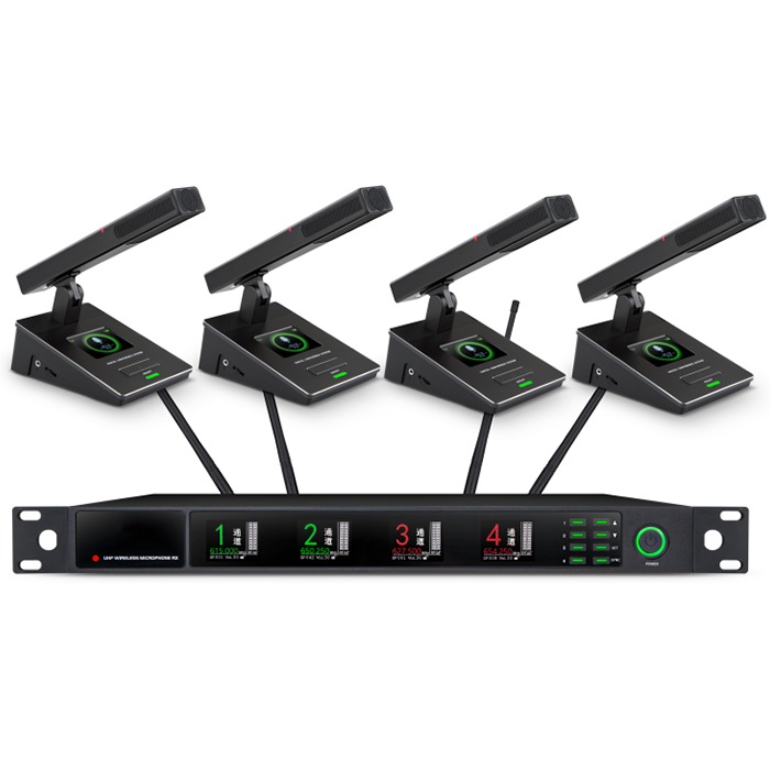 XLM-9734  遠距離無線真分集一拖四方管會議麥克風