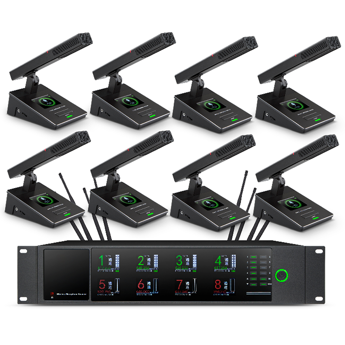 XLM-9738  遠距離無線真分集一拖八方管會議麥克風